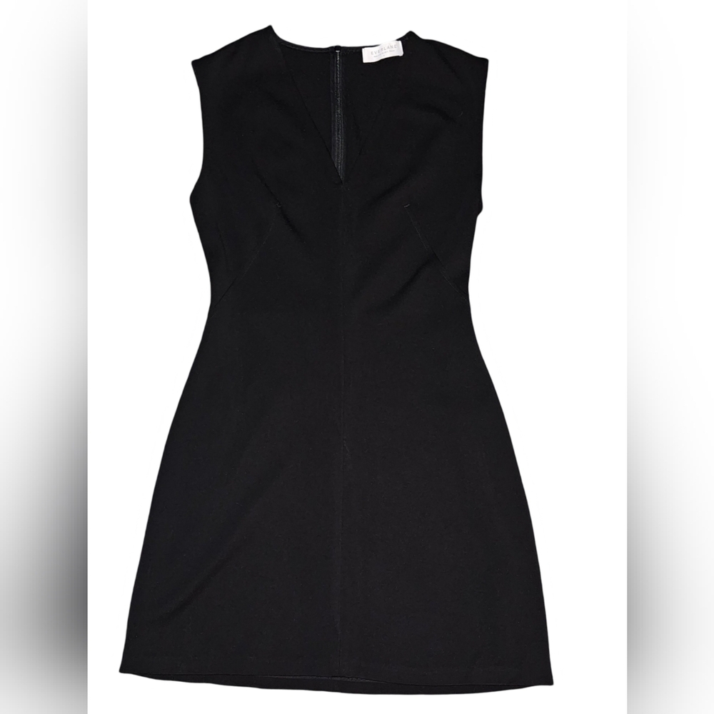 Everlane Black Sleeveless V-Neck Fit & Flare Dress A-Line Stretch Classic Sz 6 - Picture 6 of 15